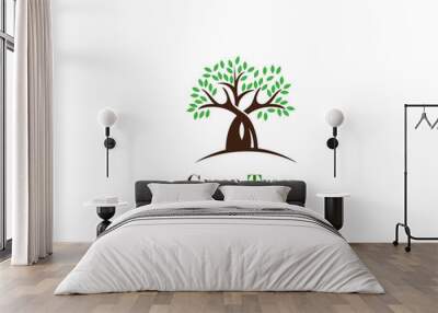 Green tree logo ecology nature vector Wall mural