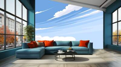 Vector illustration, blue sky with white clouds, as background or banner image, International Day of Clean Air for Blue Skies. Wall mural