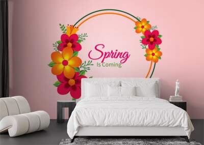 Vector spring is coming floral banner design template Wall mural