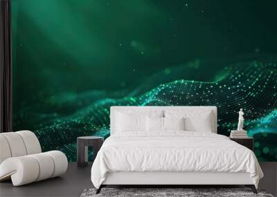 Abstract Green Digital Wave Background Wall mural