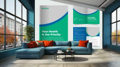 Modern creative medical healthcare 4pg bifold brochure design template Wall mural