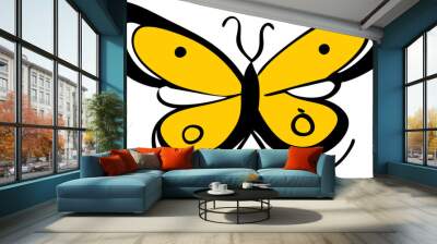 flying butterfly logo, icon doodle fill Wall mural