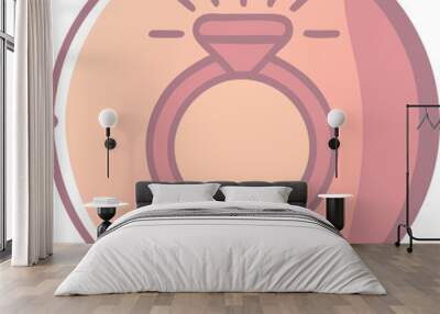 ring in round, icon colored outline Wall mural