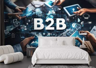 Business people using technology with the word B2B displayed in the center. Wall mural