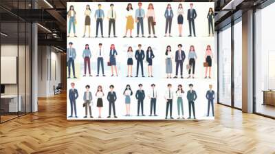 collection of vector illustrations of business people standing Wall mural