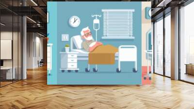 set Vector Illustration of people being treated in hospital Wall mural