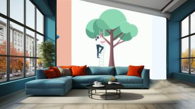 vector collection of men climbing trees Wall mural