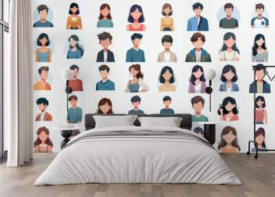 Vector set of avatars. Men and women  young people and girls icons Wall mural