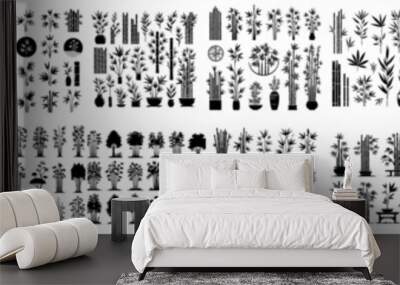 vector set of bamboo tree silhouettes Wall mural