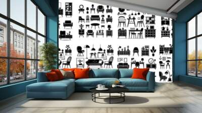 vector set of furniture silhouettes Wall mural