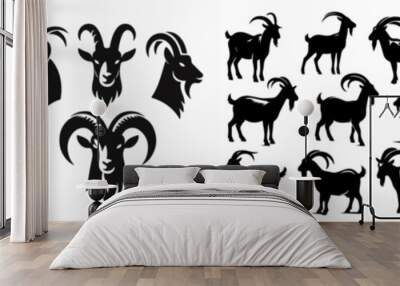 vector set of goat silhouettes Wall mural