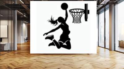 vector set of silhouettes of basketball players Wall mural