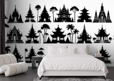 vector set of temple silhouettes Wall mural