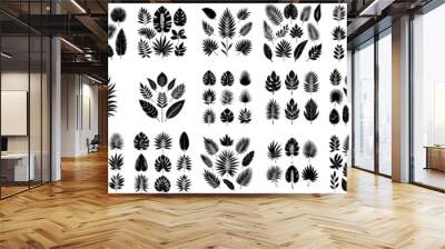 vector set of tropical leaf silhouettes Wall mural