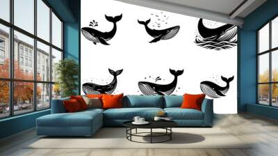 vector set of whale silhouettes Wall mural