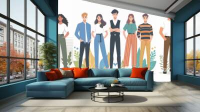 vector set of young people teamwork in flat design style Wall mural