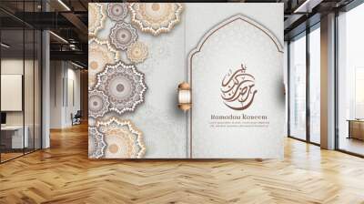 Islamic Ramadan Soft Color background with Lantern and Mandala ornament Wall mural