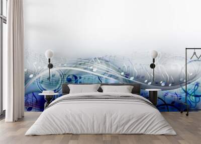 Abstract  sheet music design background with musical notes Wall mural