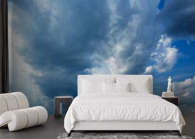 Blue sky with beautiful white clouds Wall mural