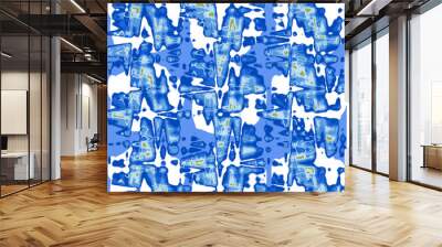 Blue and white background with a pattern of letters a and b. Wall mural