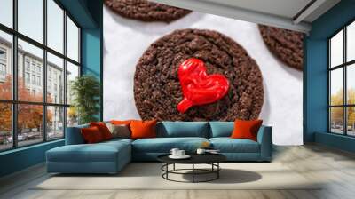 Chocolate Cookies with Chocolate Hearts Wall mural