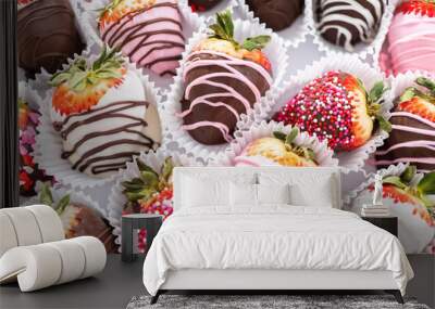 Chocolate dipped strawberries Wall mural