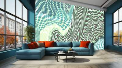 Op Art Design. blue and green pattern, concept for hypnosis, unconscious, chaos, extra sensory perception, psychic, stress, strain, optical illusion - Illustration Wall mural