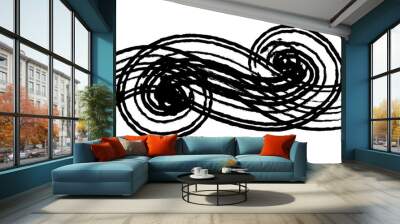 wavy horizontal lines. Marker hand-drawn line border set and scribble design elements. Wall mural