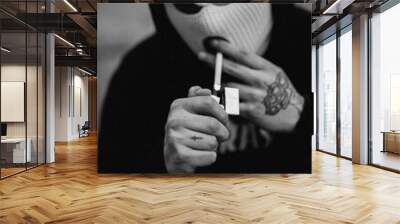 gangster lighting up a cigarette Wall mural