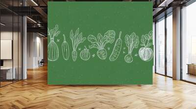 green doodle vegetable Wall mural