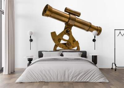 A sextant is a marine navigation instrument on white background which is used to measure the angle between two objects. Wall mural