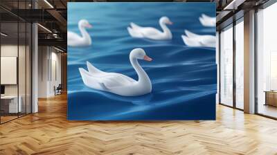 A swans on the lake. Wall mural