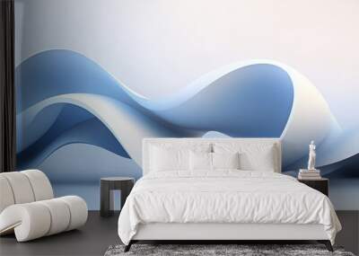 Abstract blue wave flowing on white background. Wall mural