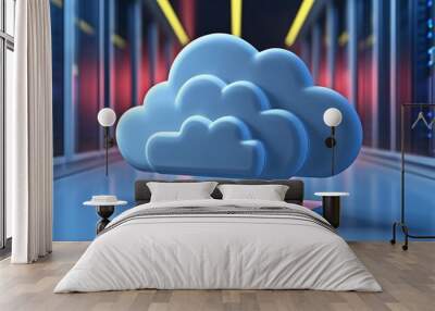 Cloud computing concept with server racks. Wall mural