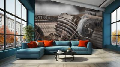 Old Rusty Car Engine Parts  Wall mural