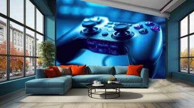 Video game controller with joystick button. AI generated illustration picture.  Wall mural