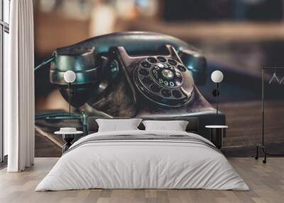 Vintage Black Telephone Wall mural