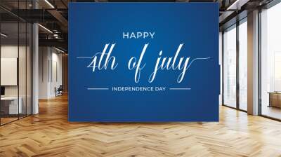 Modern  4th of july Independence day handwritten typography sparkle firework text USA blue background banner Wall mural