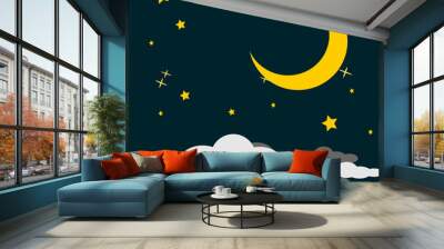 night sky with moon Wall mural