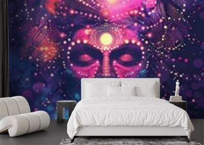 A scary demon face graphic illustration Wall mural