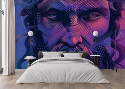 A scary demon face graphic illustration Wall mural