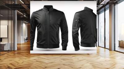 Black jacket for men, blank template for graphic design front and back view Wall mural