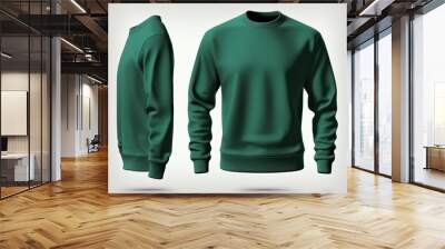 Blank sweatshirt for men template, green color clothing Wall mural