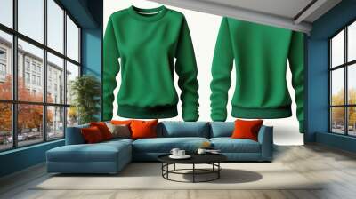 Blank sweatshirt for women template, green color clothing Wall mural