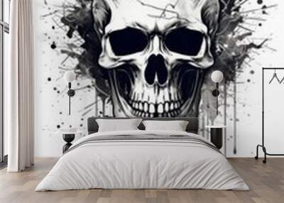 Creative art illustration of a skull head design Wall mural