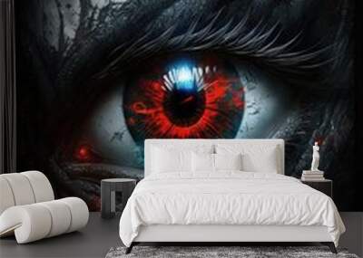 Devil eyes background, generative ai Wall mural