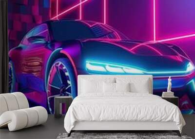 Futuristic car concept design by generative ai Wall mural