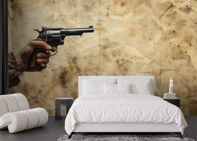 Illustration of hand holding a gun Wall mural