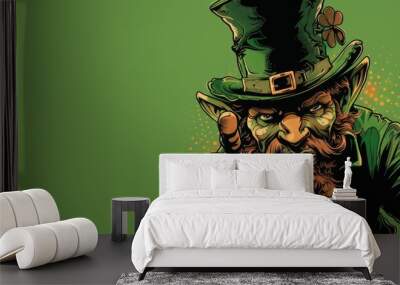 Leprechaun character illustration with empty space for text Wall mural