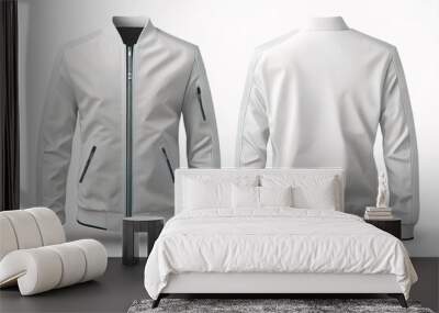 White jacket for men, blank template for graphic design front and back view Wall mural